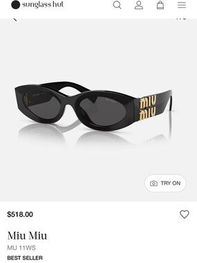 Miu Miu Black Sunglasses with Gold Logo Accent